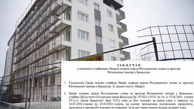 Banja Luka – machinations with Regulatory plans and building permits for the construction of residential buildings