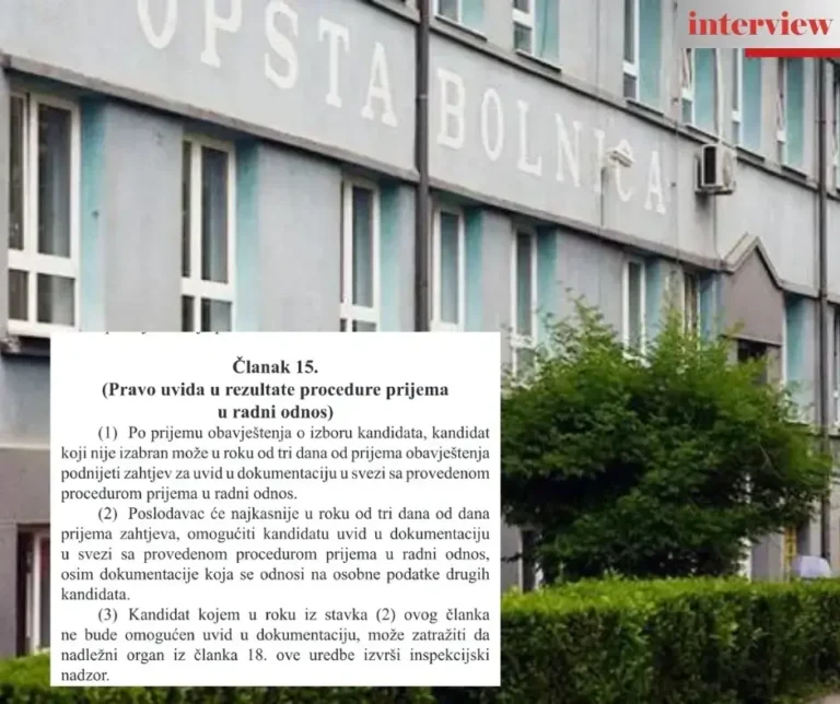 SUSPICIOUS HIRING PRACTICES AT THE HOSPITAL IN GRAČANICA: Unsuccessful candidates from previous vacancy advance by 20 points in one year