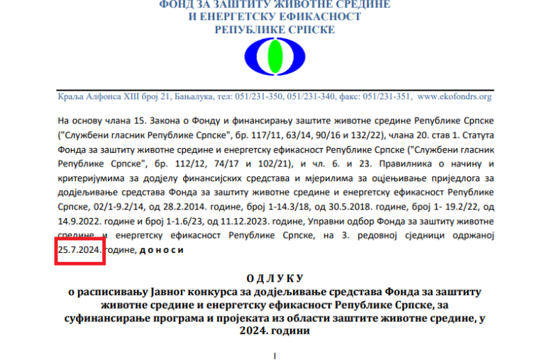 Novi sporni konkurs Todorovića u Fondu za ekologiju RS